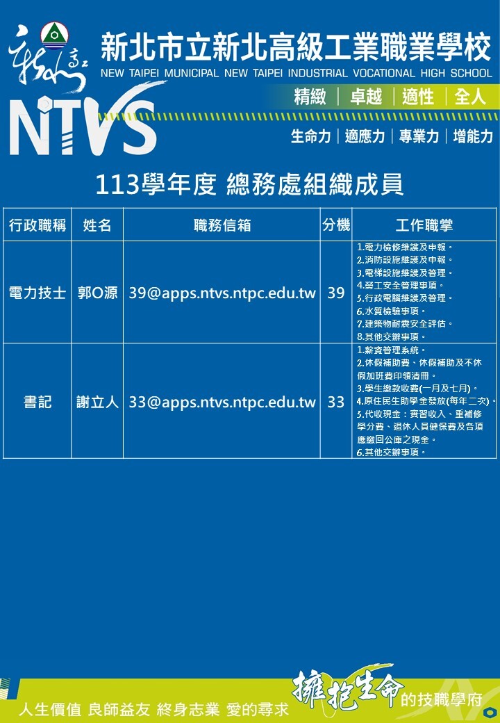總務處組織成員