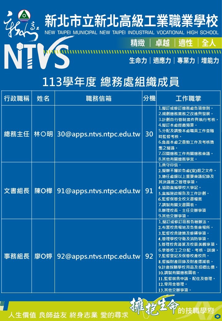 總務處組織成員