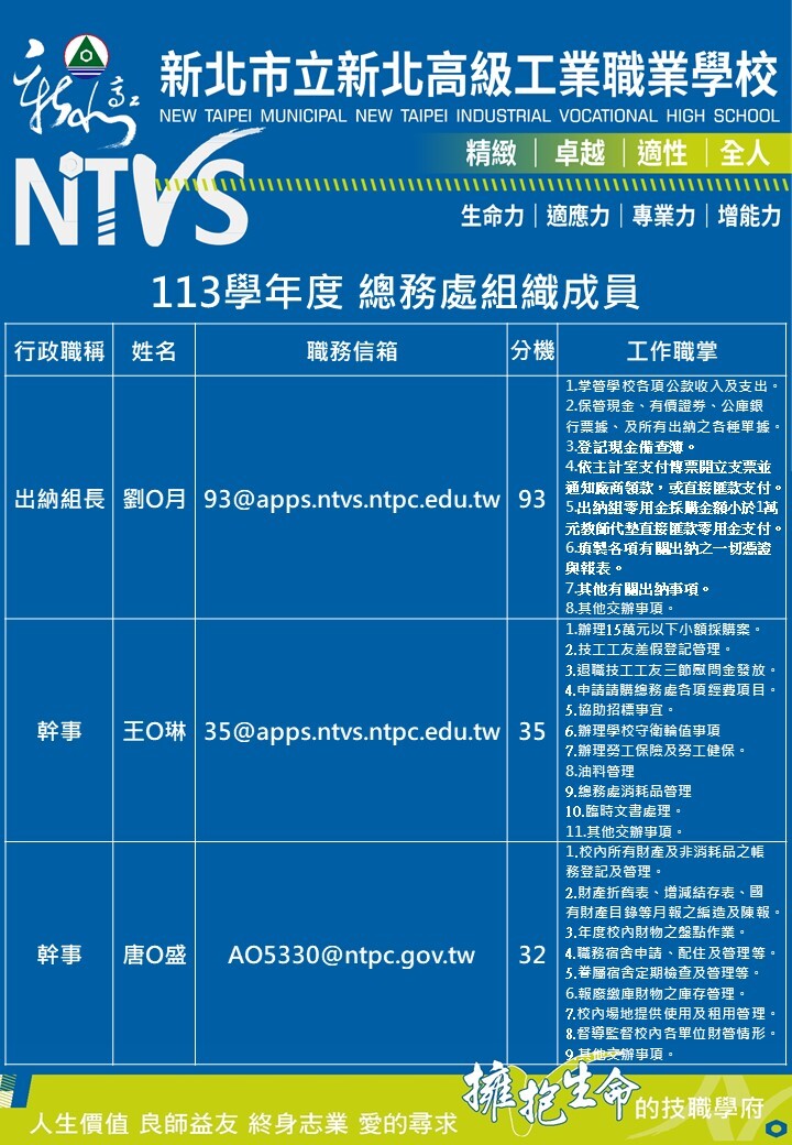 總務處組織成員