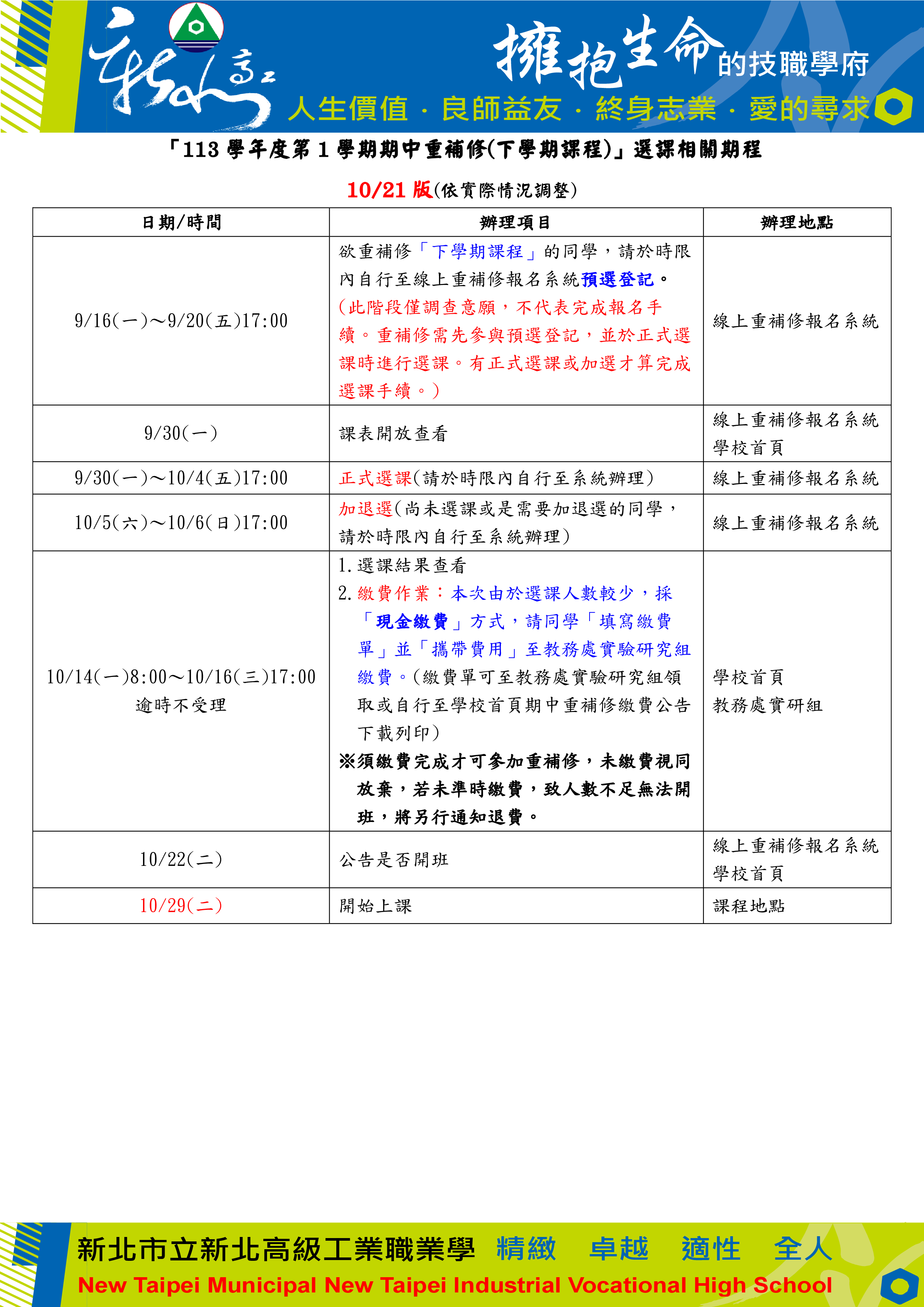 113-1期中重補修選課期程表_1131021