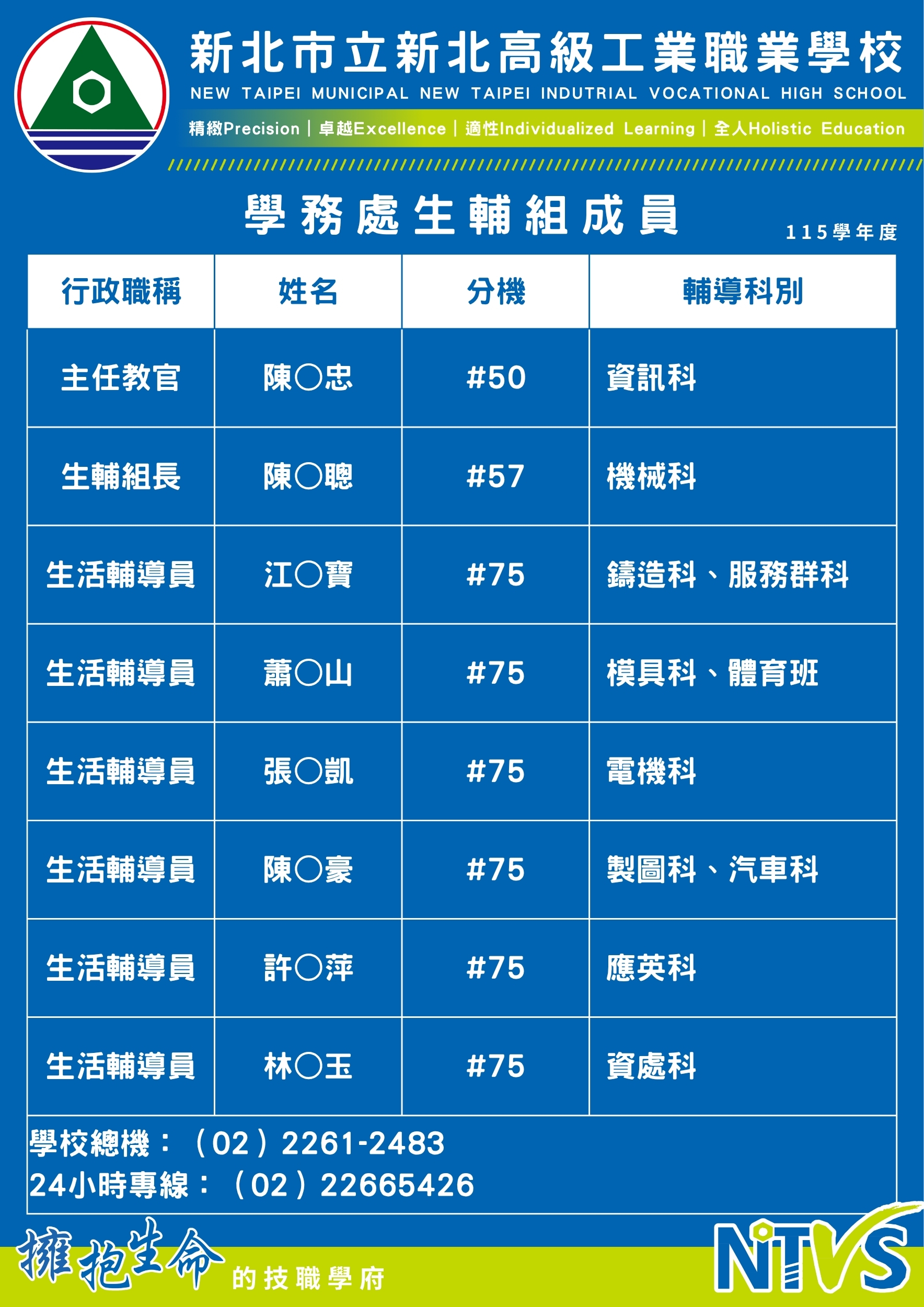 行政單位-學務處-生輔組成員(115學年度)