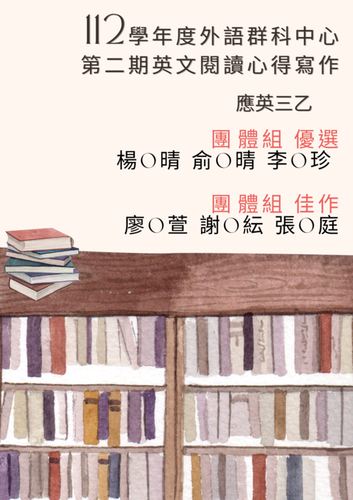 112學年度外語群科中心第2期英文閱讀心得寫作得獎名單